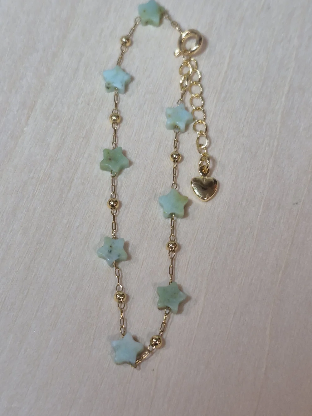💚⭐️NEW💚⭐️ PRETTY!! SS Micro PaperClipGREEN OPAL FacetedNat. Stone Star Braclet